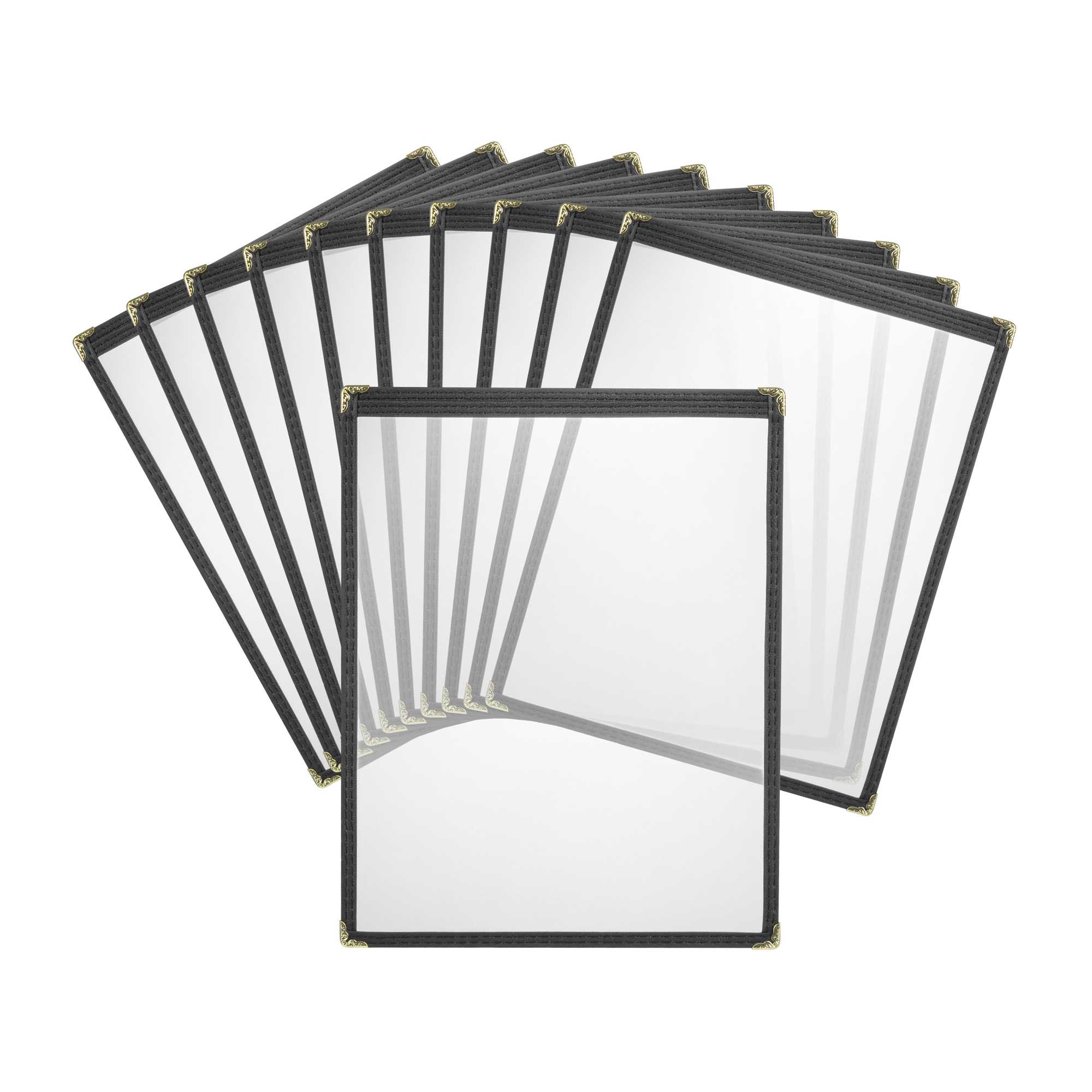 Chef 101 Black Plastic 2-View Single Pocket Menu Cover - 8 1/2" x 11"- 192 count box