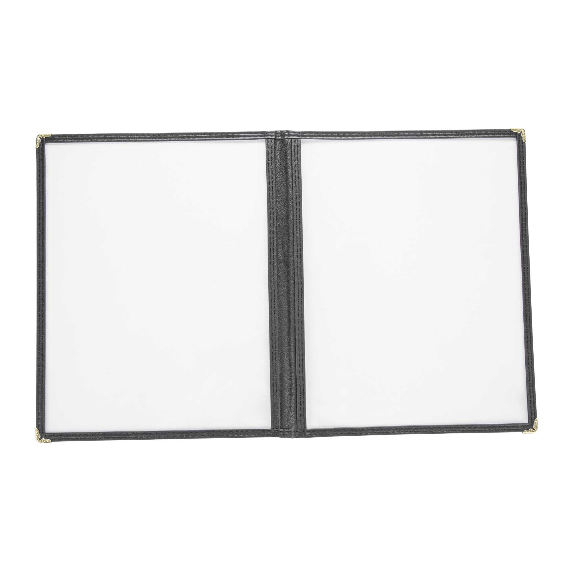 Chef 101 Black Plastic 4-View Double Pocket Menu Cover - 8 1/2" x 11"- 96 count box