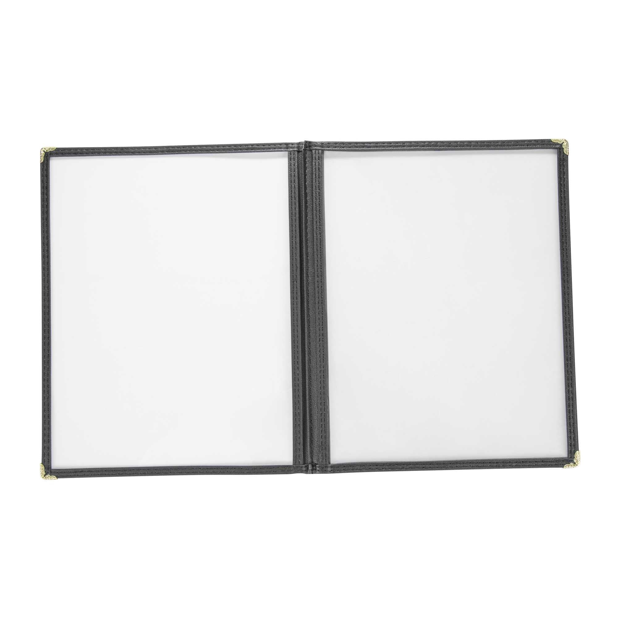 Chef 101 Black Plastic 6-View Three Pocket Menu Cover - 8 1/2" x 11"- 48 count box