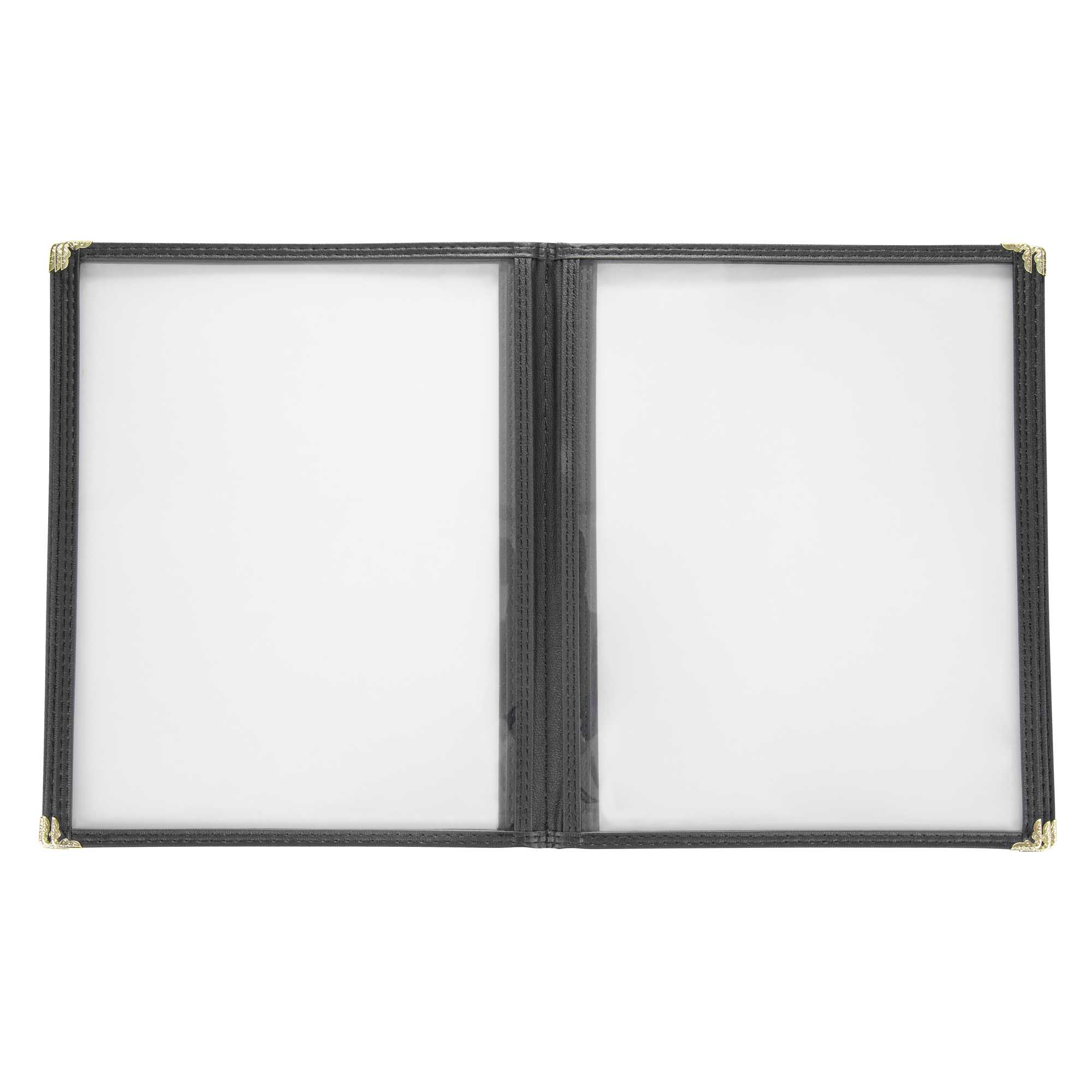 Chef 101 Black Plastic 12-View Six Pocket Menu Cover - 8 1/2" x 11"- 48 count box