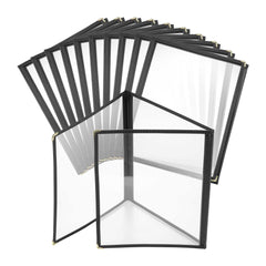 Chef 101 Black Plastic 6-View Trifold Three Pocket Menu Cover - 8 1/2