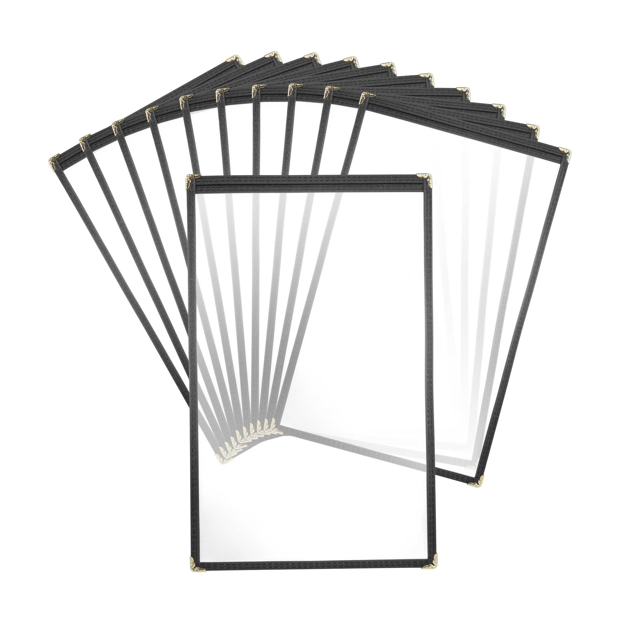Chef 101 Black Plastic 2-View Single Pocket Menu Cover - 8 1/2" x 14" - 1 count box