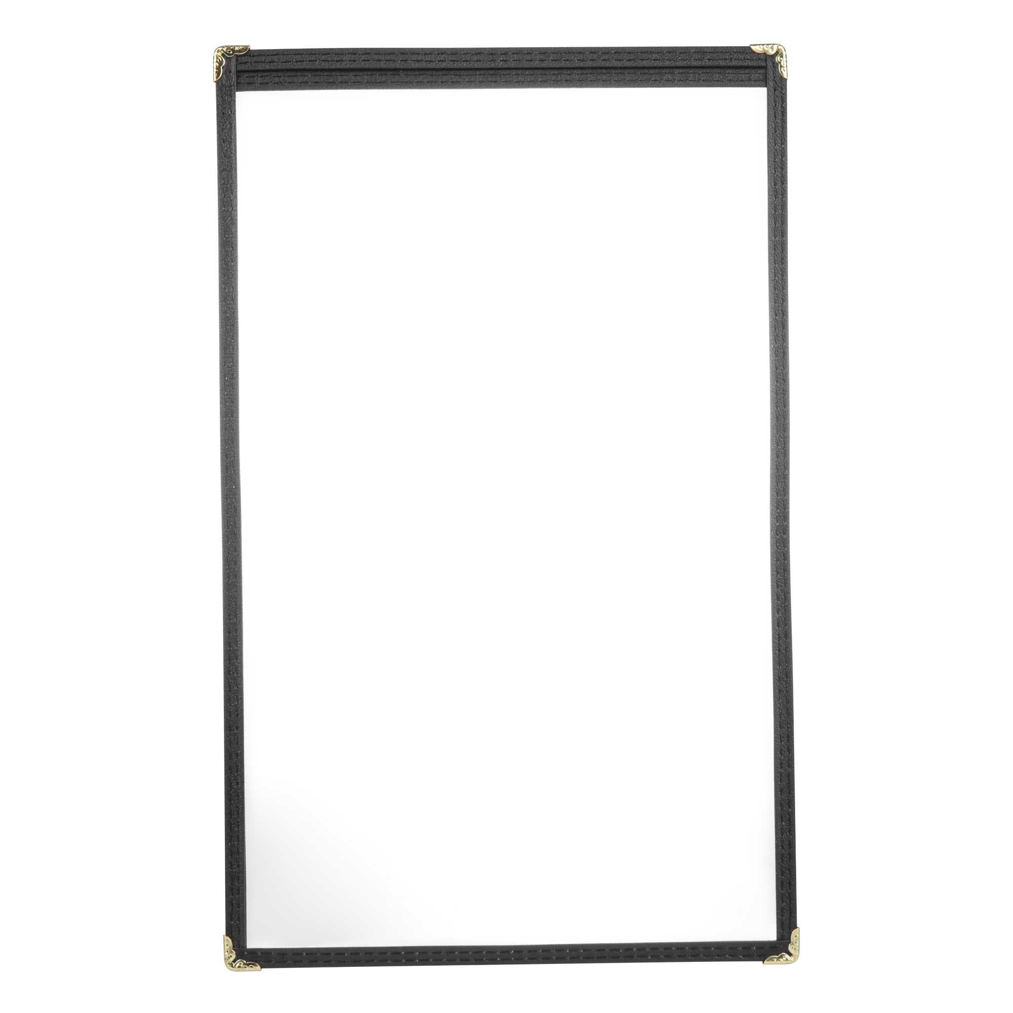 Chef 101 Black Plastic 2-View Single Pocket Menu Cover - 8 1/2" x 14" - 48 count box