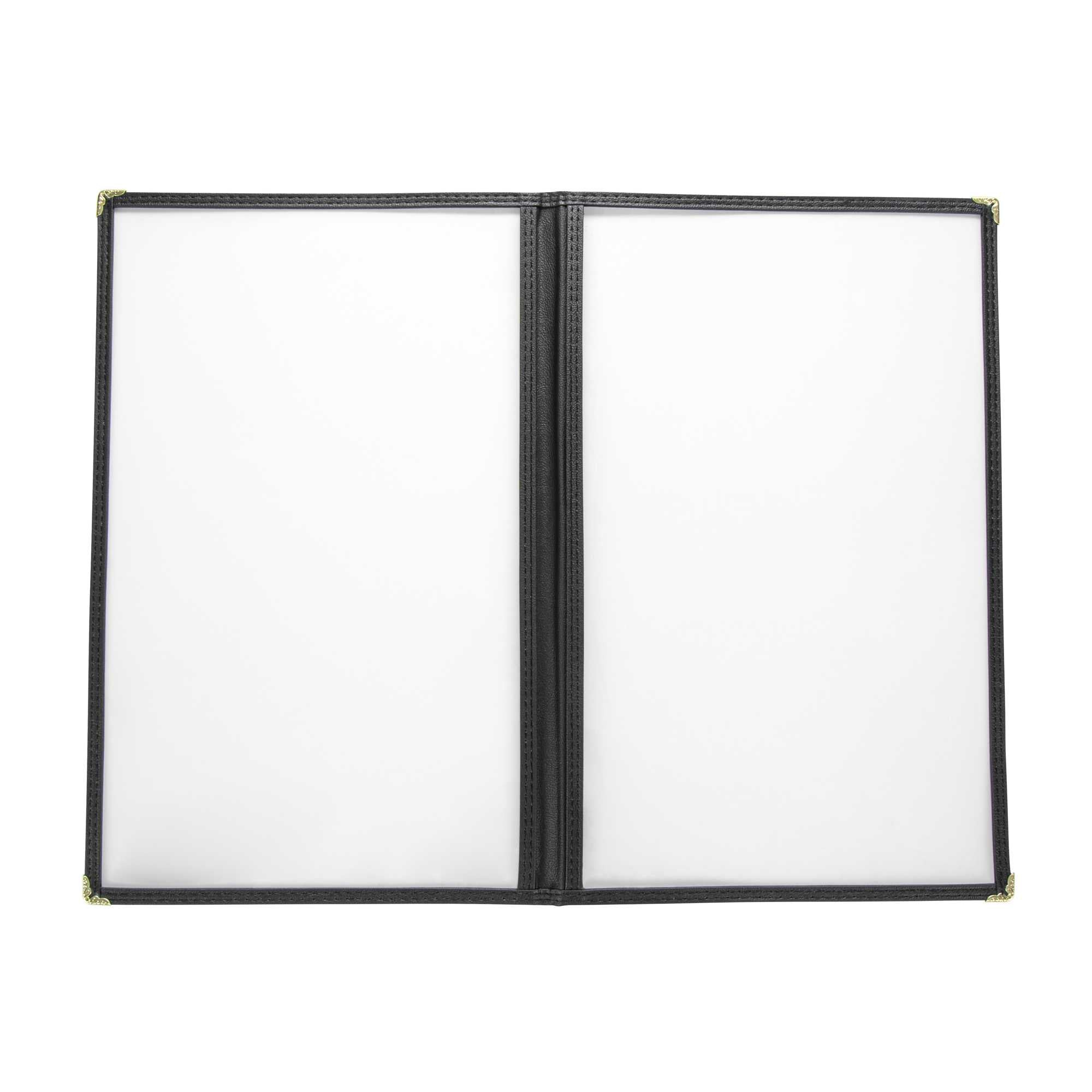Chef 101 Black Plastic 4-View Two Pocket Menu Cover - 8 1/2" x 14" - 1 count box