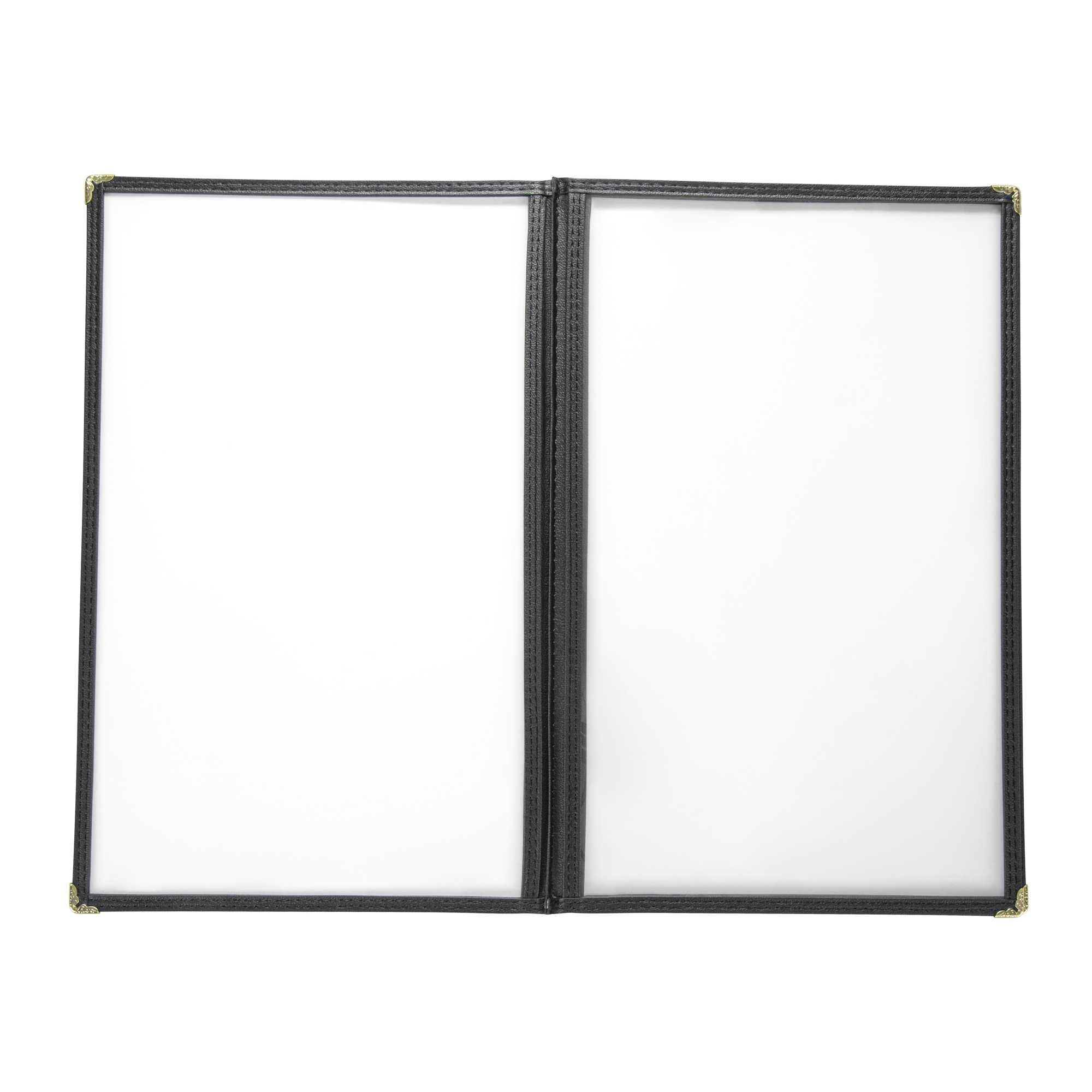 Chef 101 Black Plastic 6-View Three Pocket Menu Cover - 8 1/2" x 14" - 12 count box