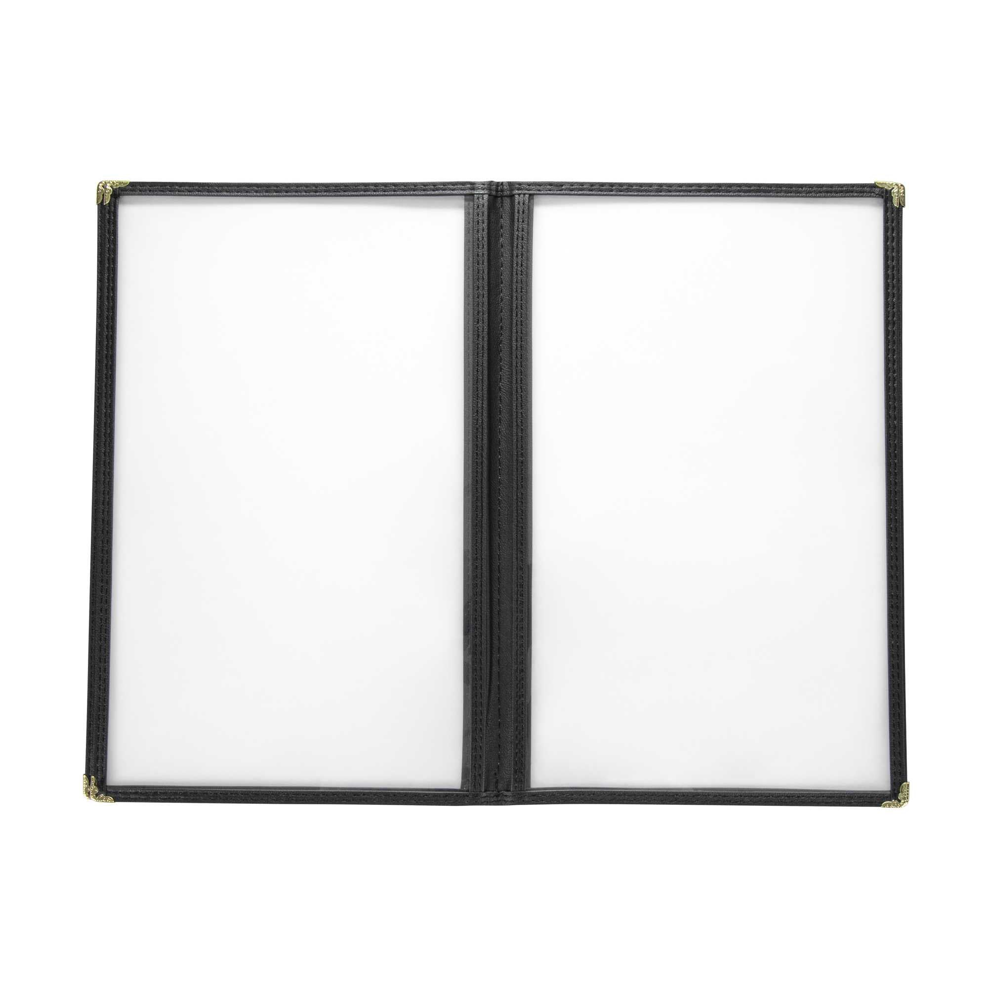 Chef 101 Black Plastic 8-View Four Pocket Menu Cover - 8 1/2" x 14" - 48 count box