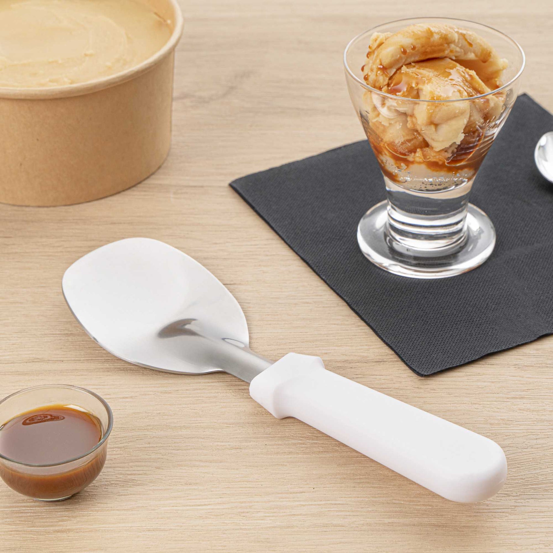 Scoop Haus Stainless Steel Ice Cream Spade - with White Handle - 10" x 3" x 1 1/4" - 1 count box