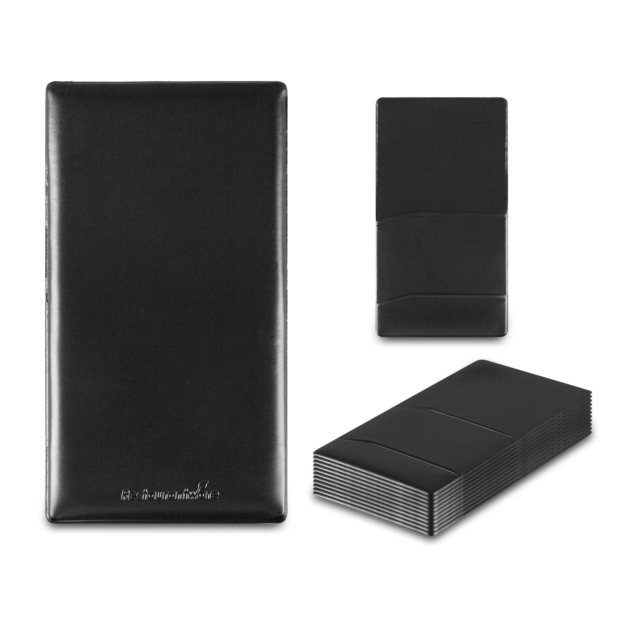 Chef 101 Black Vinyl Single Panel Guest Check Presenter - 5" x 9" - 1 count box