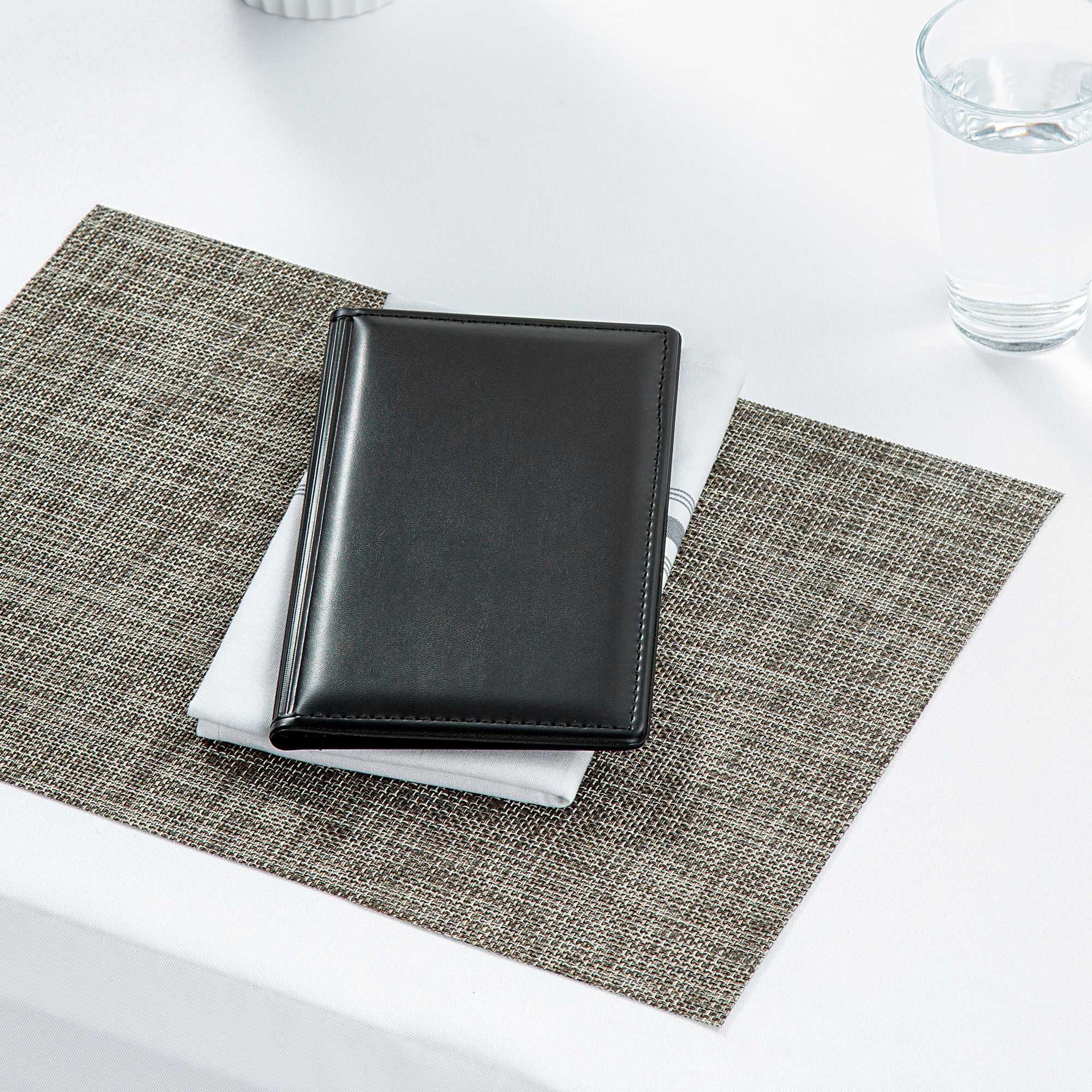 Chef 101 Black Vinyl Guest Check Presenter / Server Book - 5" x 9" - 1 count box
