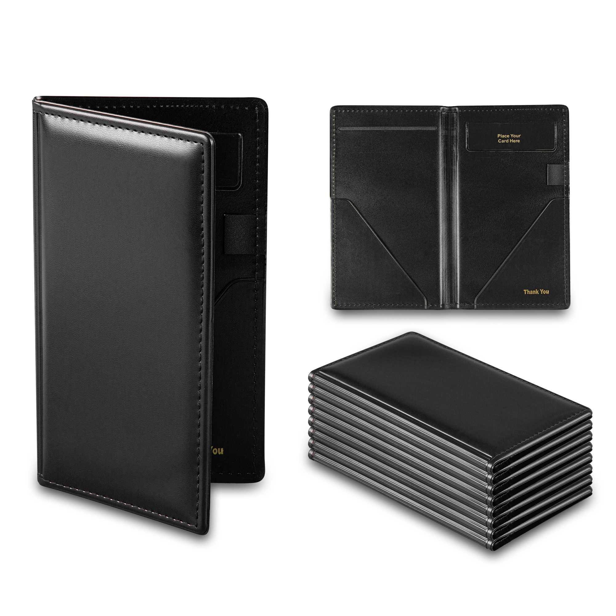 Chef 101 Black Vinyl Guest Check Presenter / Server Book - 5" x 9" - 48 count box