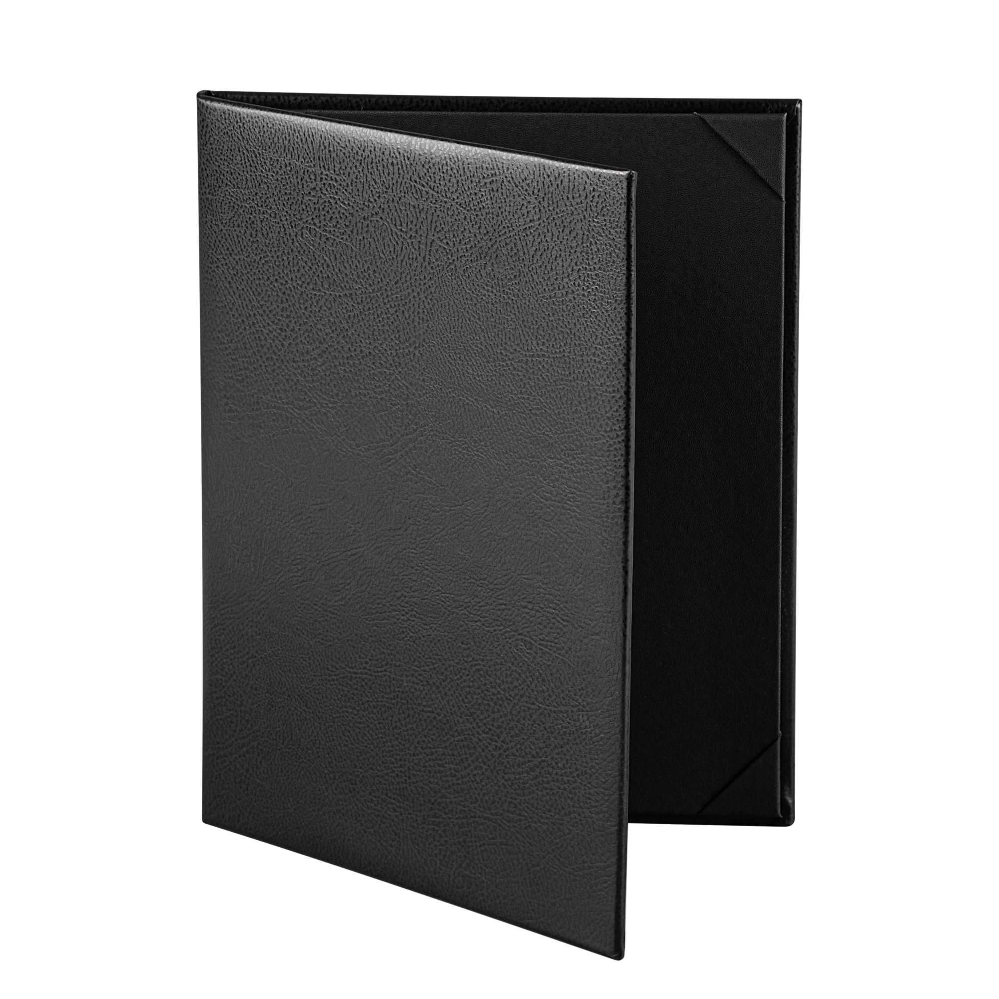 Chef 101 Black Vinyl Menu Booklet - 2-View - 8 1/2" x 11" - 24 count box