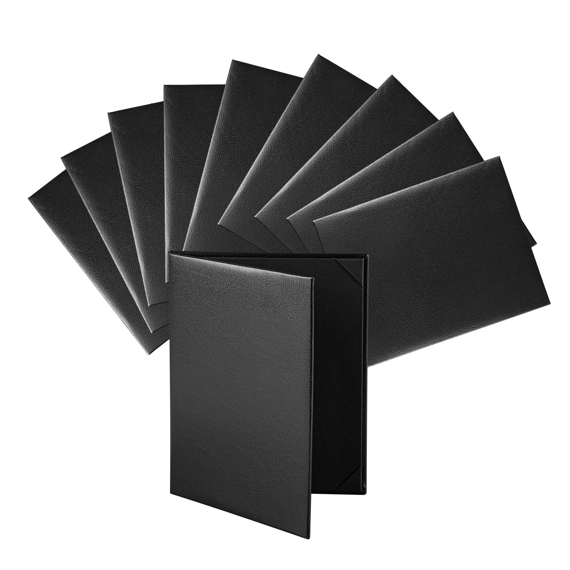 Chef 101 Black Vinyl Menu Booklet - 2-View - 8 1/2" x 11" - 24 count box