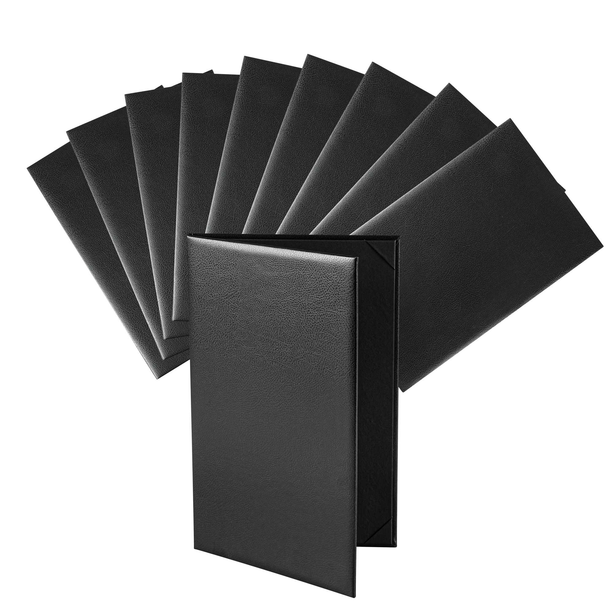 Chef 101 Black Vinyl Menu Booklet - 2-View - 8 1/2" x 14" - 1 count box