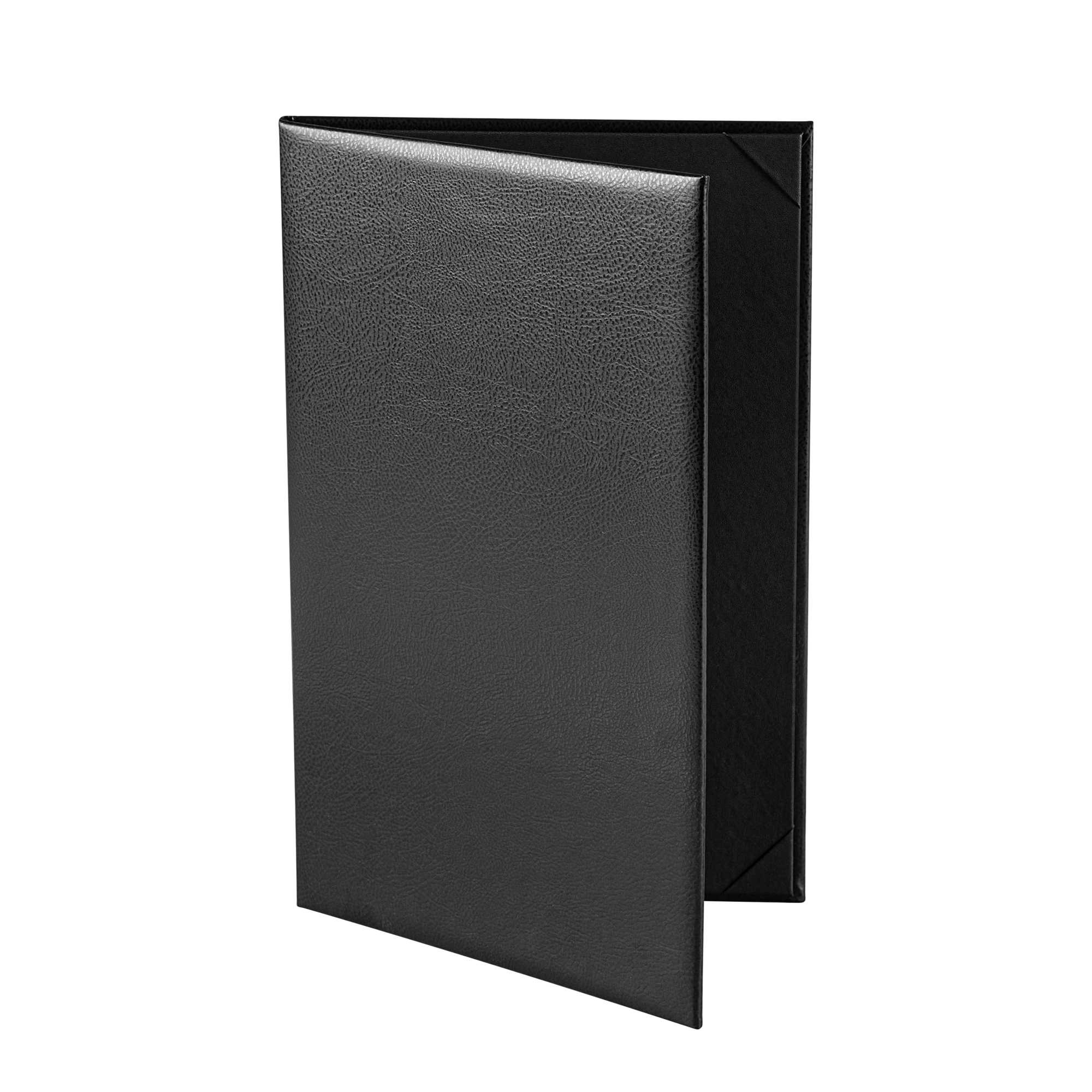Chef 101 Black Vinyl Menu Booklet - 2-View - 8 1/2" x 14" - 24 count box