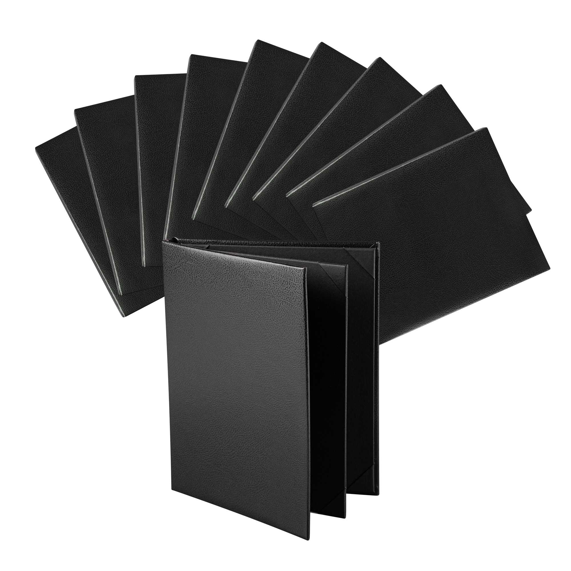 Chef 101 Black Vinyl Menu Booklet - 4-View - 8 1/2" x 11" - 1 count box