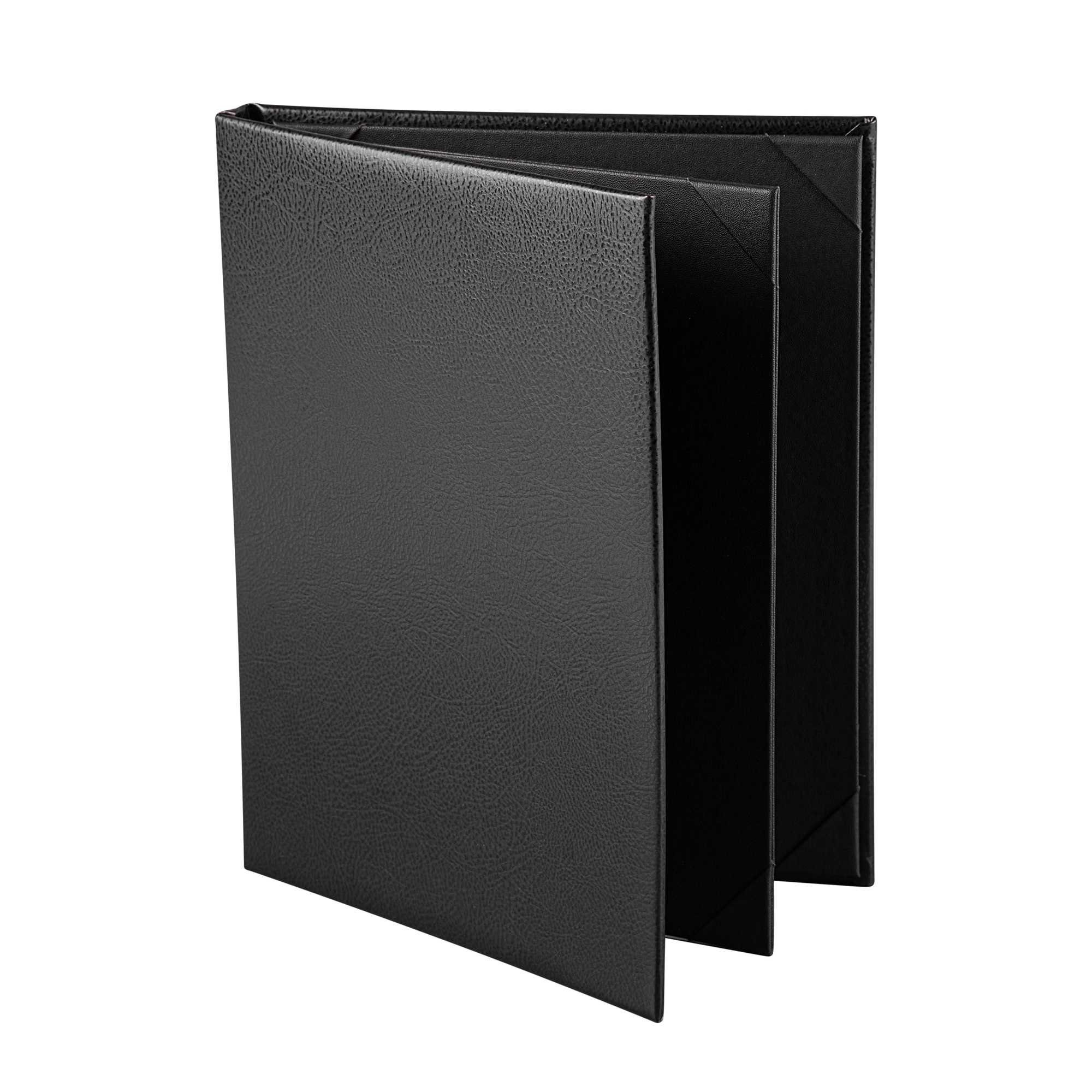 Chef 101 Black Vinyl Menu Booklet - 4-View - 8 1/2" x 11" - 24 count box