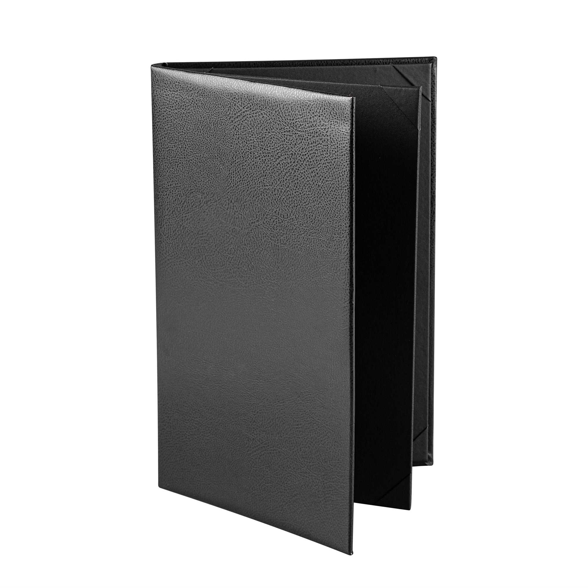Chef 101 Black Vinyl Menu Booklet - 4-View - 8 1/2" x 14" - 1 count box