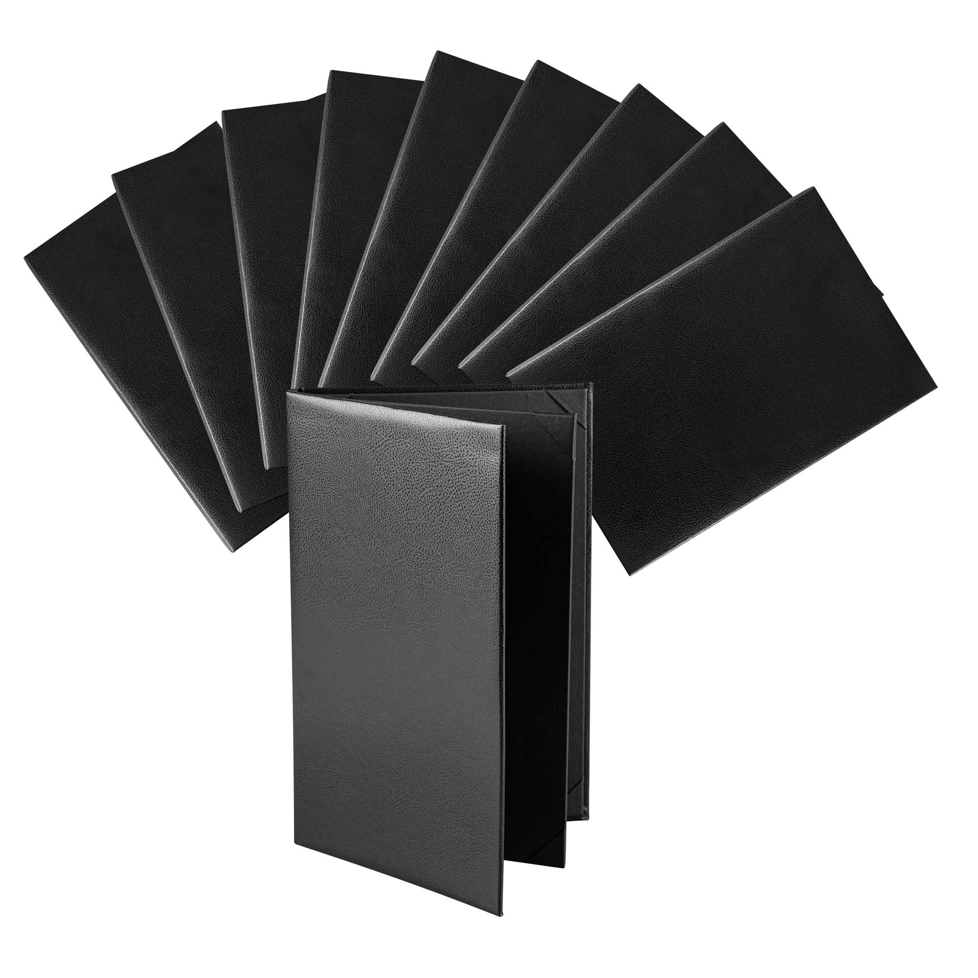 Chef 101 Black Vinyl Menu Booklet - 4-View - 8 1/2" x 14" - 24 count box
