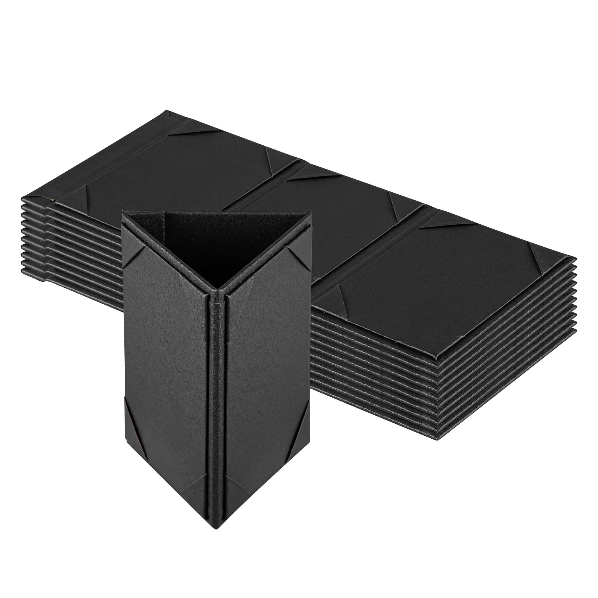 Chef 101 Black Vinyl Triangular Table Tent - 3-View - 4" x 6" - 12 count box