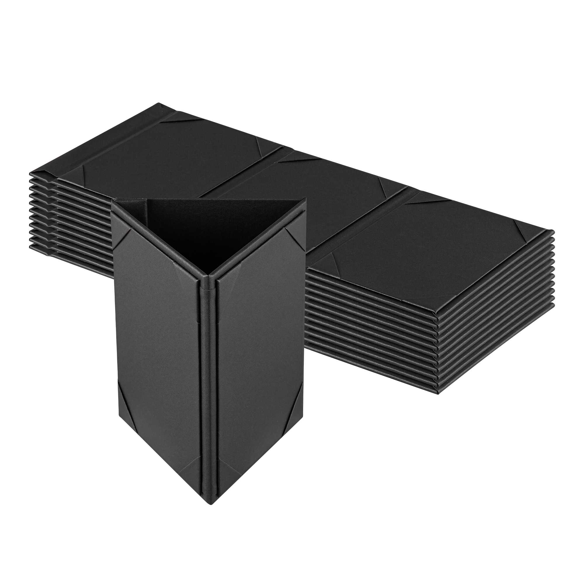 Chef 101 Black Vinyl Triangular Table Tent - 3-View - 5" x 7" - 48 count box