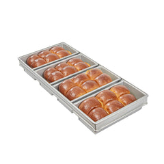 Pastry Tek 1 lb Glazed Aluminized Steel Bread Loaf Pan - 4 Strap - 22