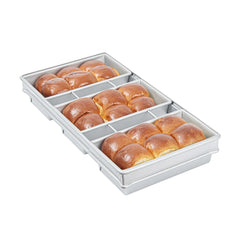 Pastry Tek 1 lb Glazed Aluminized Steel Bread Loaf Pan - 3 Strap - 17 3/4