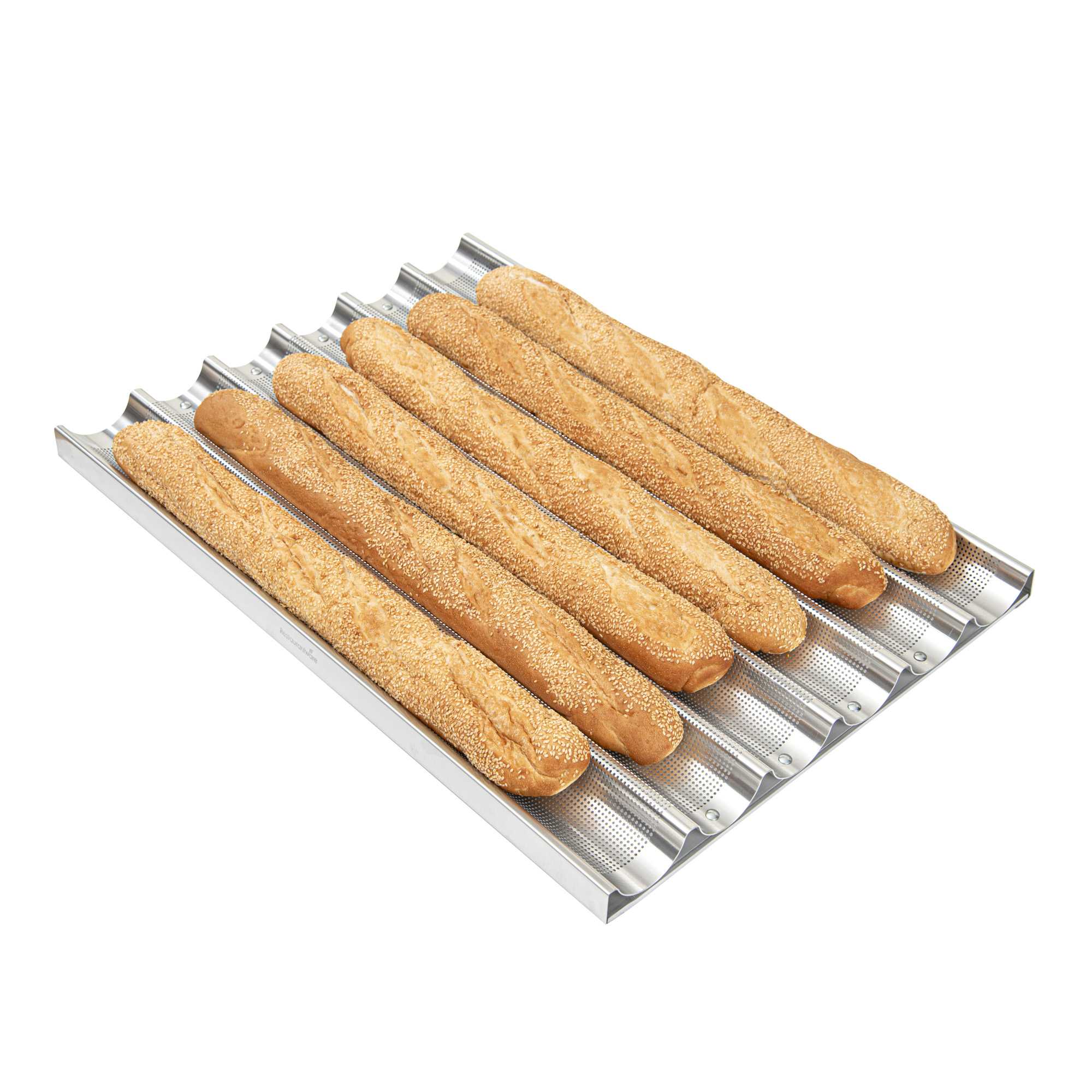 Pastry Tek Glazed Aluminum Baguette / French Bread Pan - 6 Loaf Compartments - 26" x 18" x 1 1/4" - 1 count box