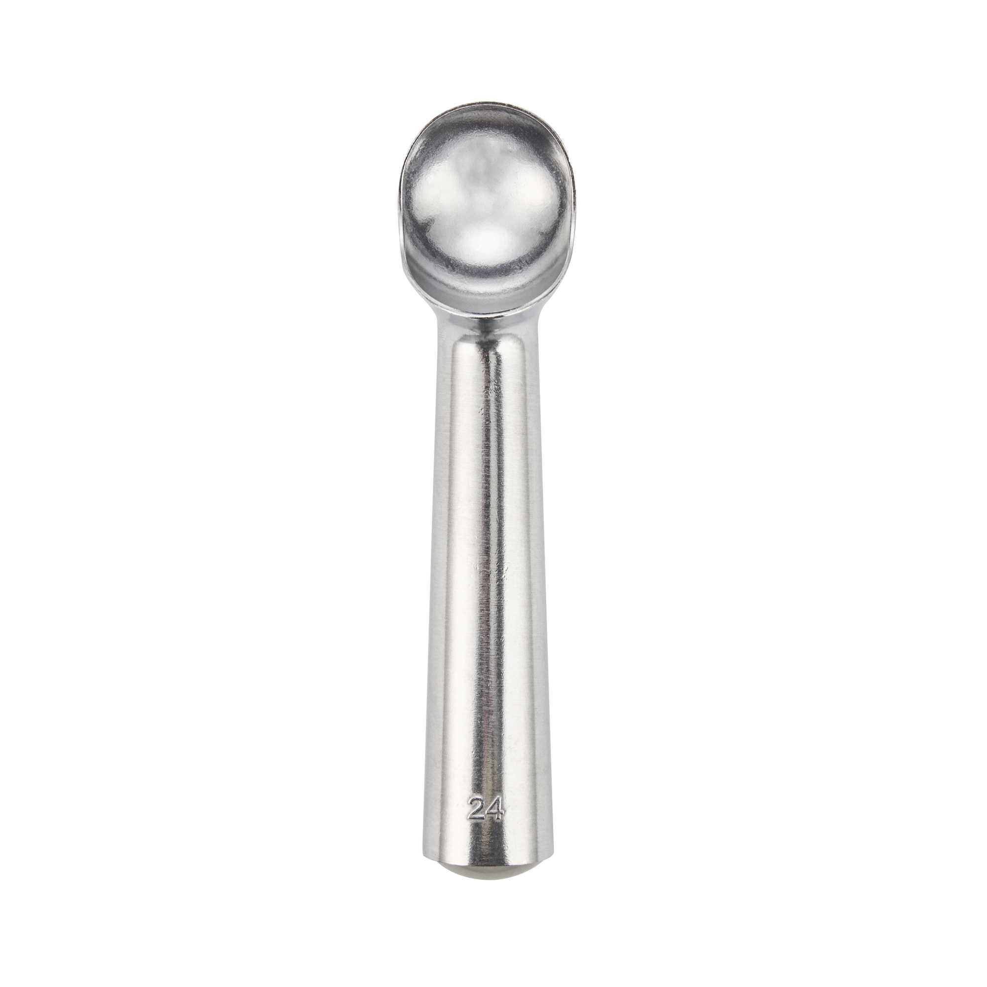 Scoop Haus 1.5 oz Silver Aluminum #24 Ice Cream Scoop/Dipper - Defrost Handle - 7" x 1 1/2" x 1 1/4" - 1 count box