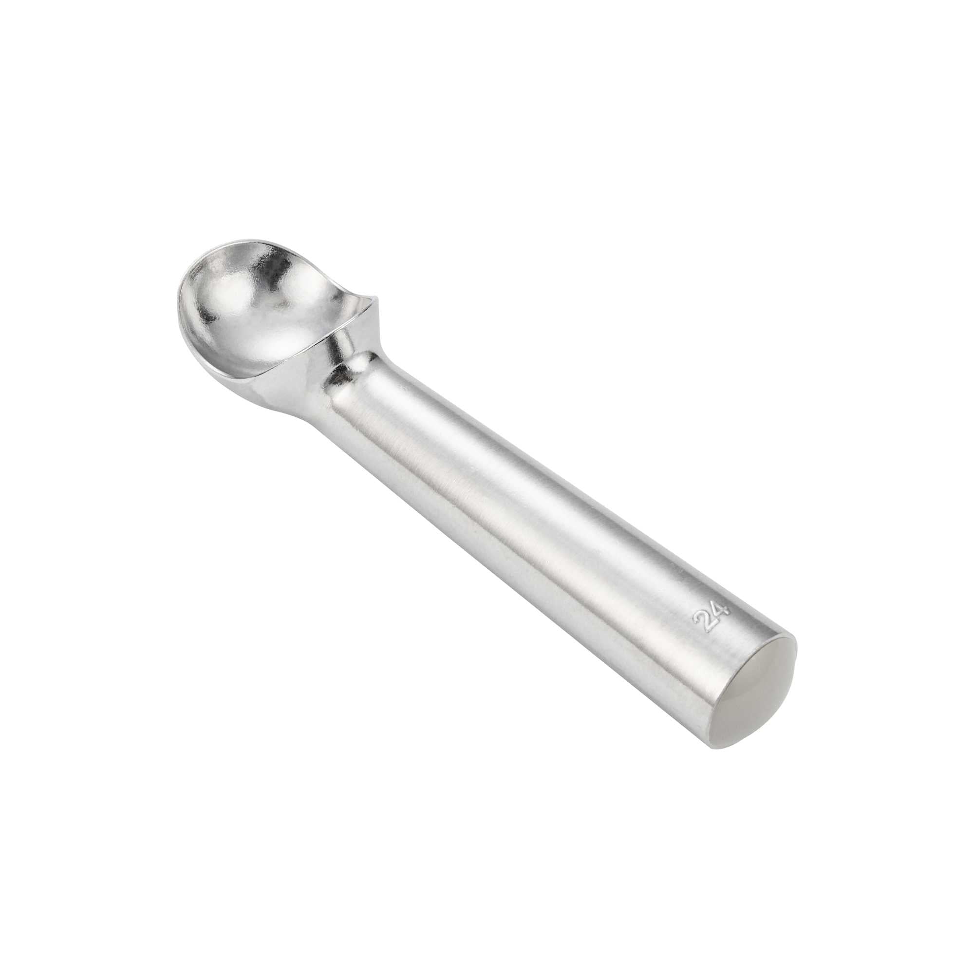 Scoop Haus 1.5 oz Silver Aluminum #24 Ice Cream Scoop/Dipper - Defrost Handle - 7" x 1 1/2" x 1 1/4" - 100 count box
