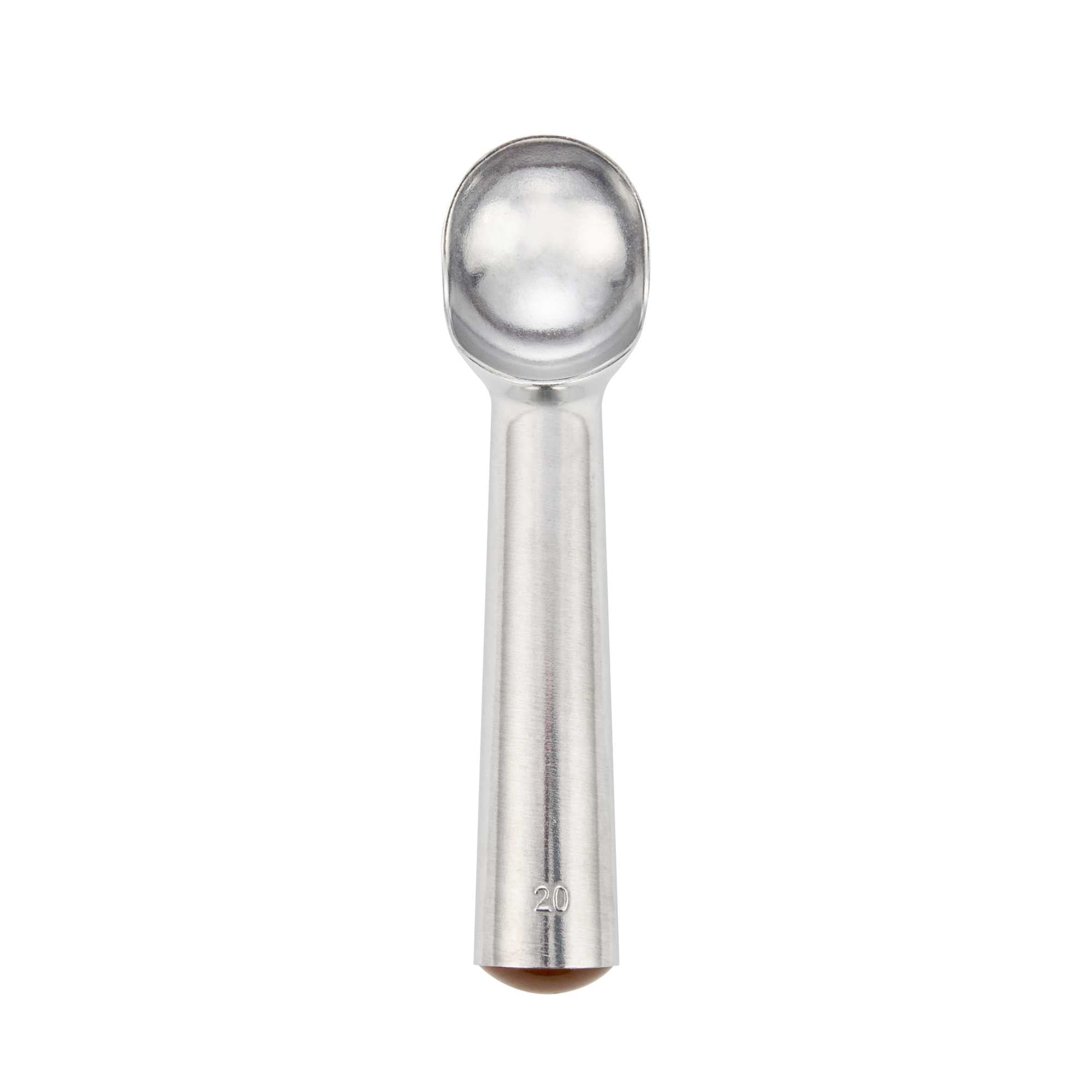 Scoop Haus 2 oz Silver Aluminum #20 Ice Cream Scoop / Dipper - Defrost Handle - 7" x 1 3/4" x 1 1/2" - 100 count box
