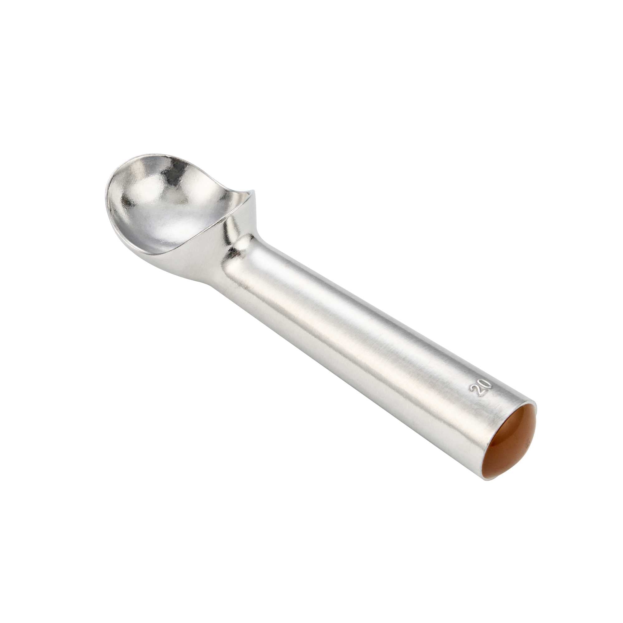 Scoop Haus 2 oz Silver Aluminum #20 Ice Cream Scoop / Dipper - Defrost Handle - 7" x 1 3/4" x 1 1/2" - 100 count box