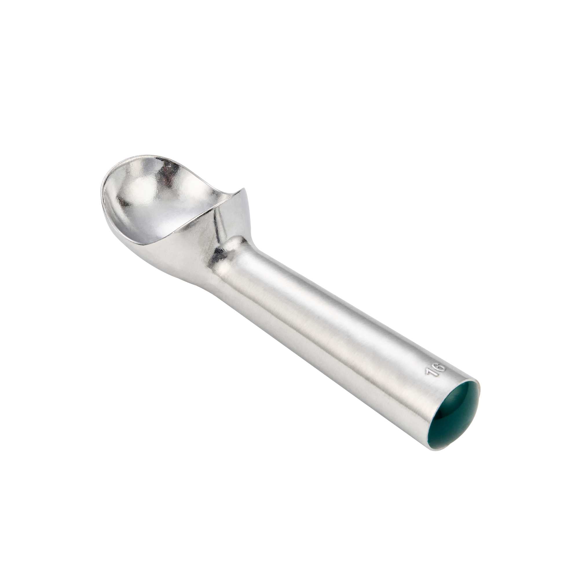Scoop Haus 2.5 oz Silver Aluminum #16 Ice Cream Scoop / Dipper - Defrost Handle - 7" x 1 3/4" x 2" - 1 count box