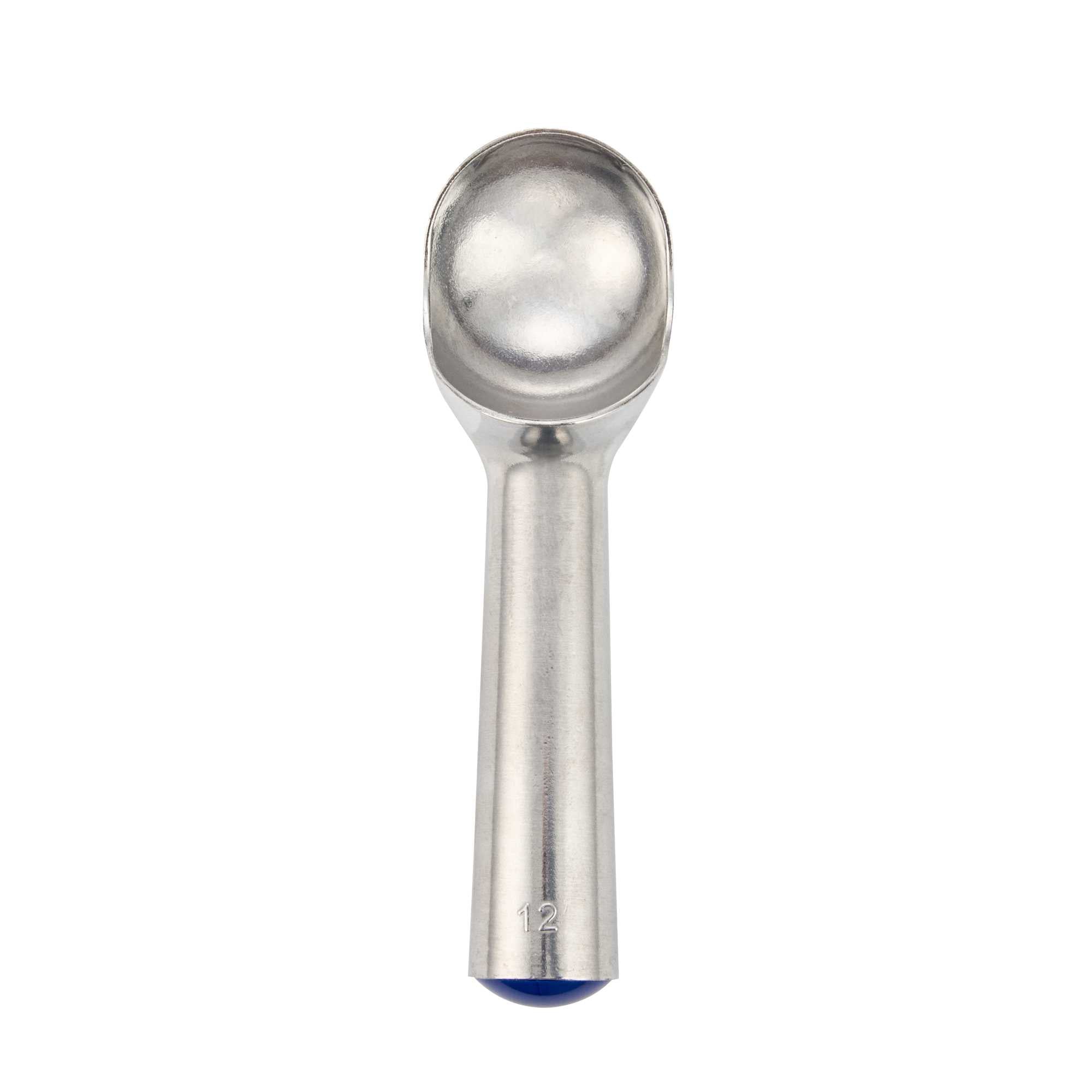 Scoop Haus 3 oz Silver Aluminum #12 Ice Cream Scoop / Dipper - Defrost Handle - 7" x 2" x 2" - 100 count box