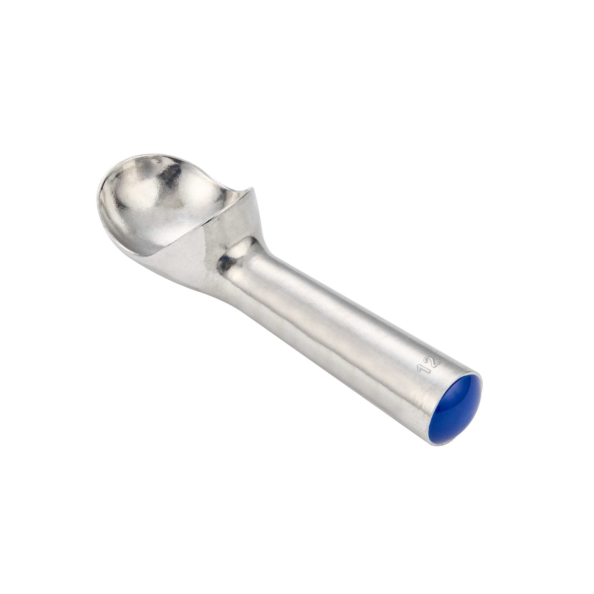 Scoop Haus 3 oz Silver Aluminum #12 Ice Cream Scoop / Dipper - Defrost Handle - 7" x 2" x 2" - 100 count box