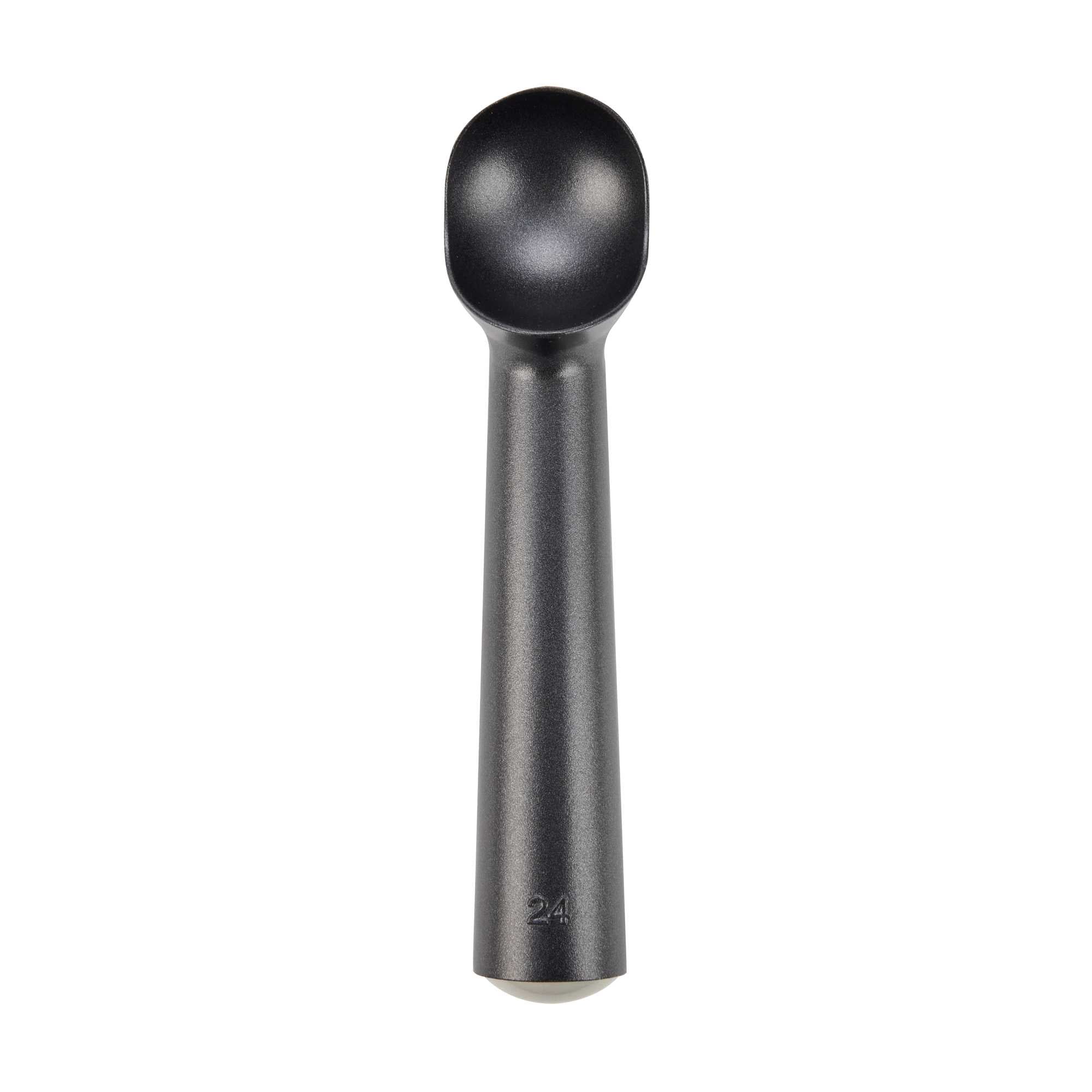 Scoop Haus 1.5 oz Black Aluminum #24 Ice Cream Scoop/Dipper - Defrost Handle - 7" x 1 1/2" x 1 1/4" - 100 count box