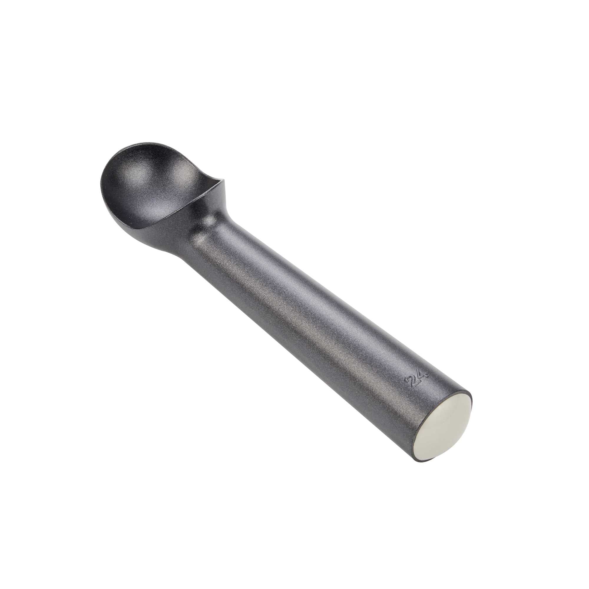 Scoop Haus 1.5 oz Black Aluminum #24 Ice Cream Scoop/Dipper - Defrost Handle - 7" x 1 1/2" x 1 1/4" - 100 count box