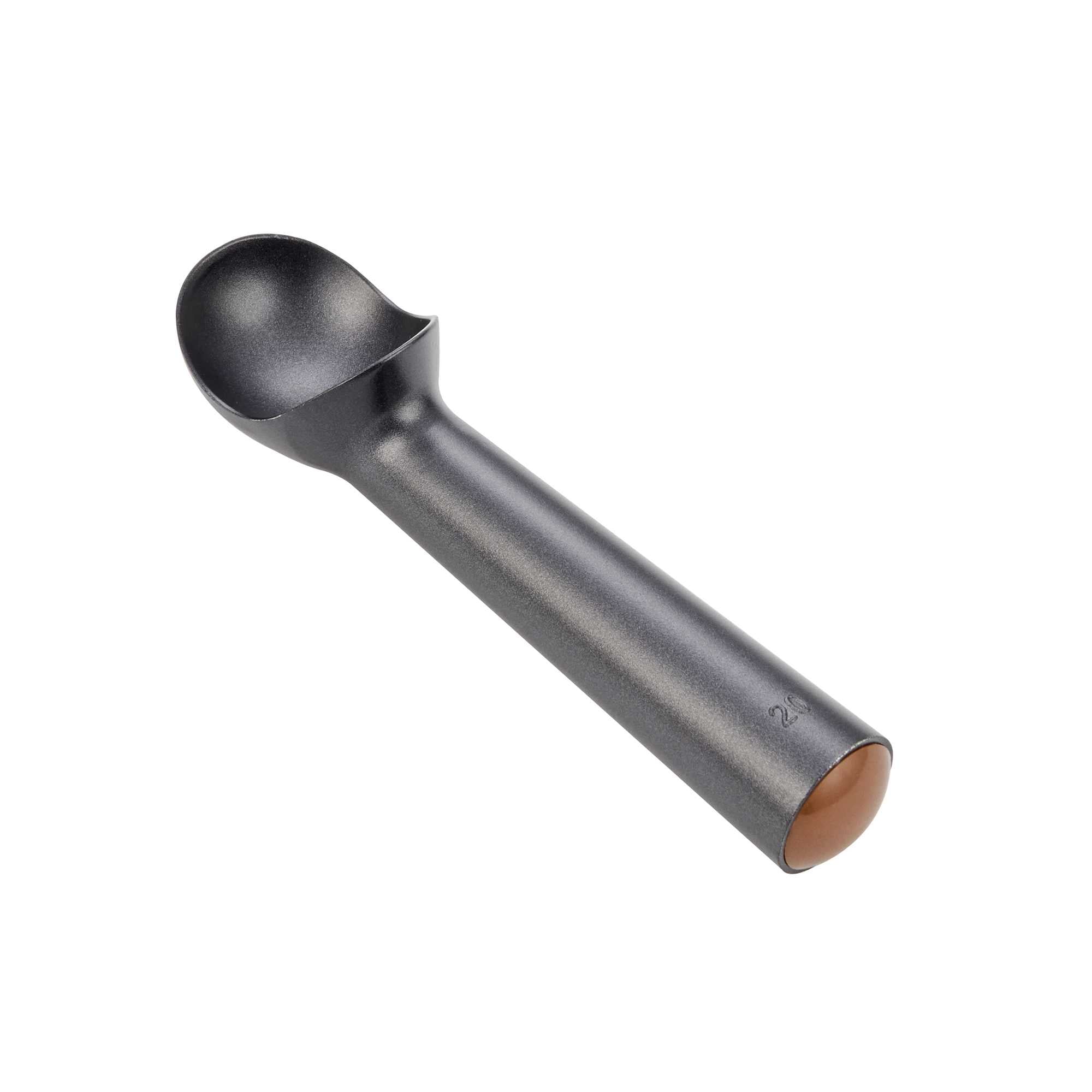 Scoop Haus 2 oz Black Aluminum #20 Ice Cream Scoop / Dipper - Defrost Handle - 7" x 1 3/4" x 1 1/2" - 100 count box