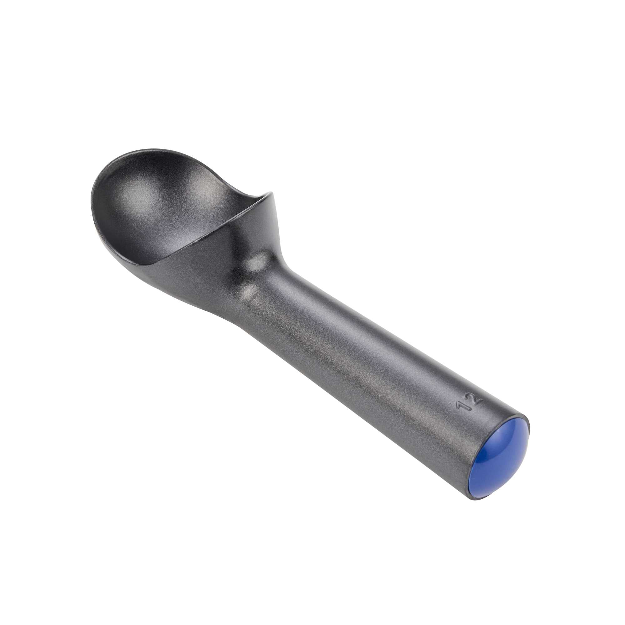 Scoop Haus 3 oz Black Aluminum #12 Ice Cream Scoop / Dipper - Defrost Handle - 7" x 2" x 2" - 100 count box