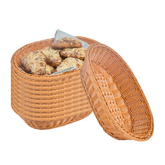Chef 101 Oblong Dark Brown Woven Plastic Rattan Basket - 15