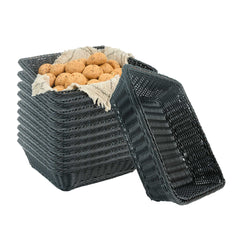 Chef 101 Rectangular Black Woven Plastic Rattan Basket - 14