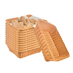 Chef 101 Rectangular Dark Brown Woven Plastic Rattan Basket - 14