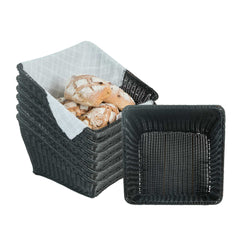 Chef 101 Slanted Black Woven Plastic Rattan Basket - 17