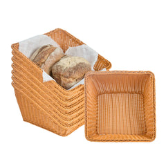 Chef 101 Slanted Dark Brown Woven Plastic Rattan Basket - 17
