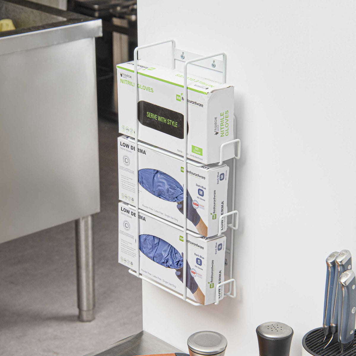 Clean Tek Professional Wire Wall Mount Glove Dispenser - Holds 3 Boxes - 9 3/4" x 3 3 /4" x 17 1/4" - 1 count box