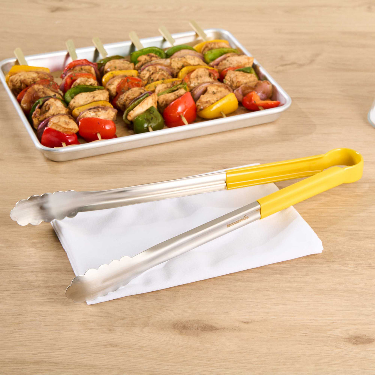 Met Lux Stainless Steel Tongs Set - Scalloped, Assorted Handles - 16" x 1 1/2" x 1 1/2" - 1 count box