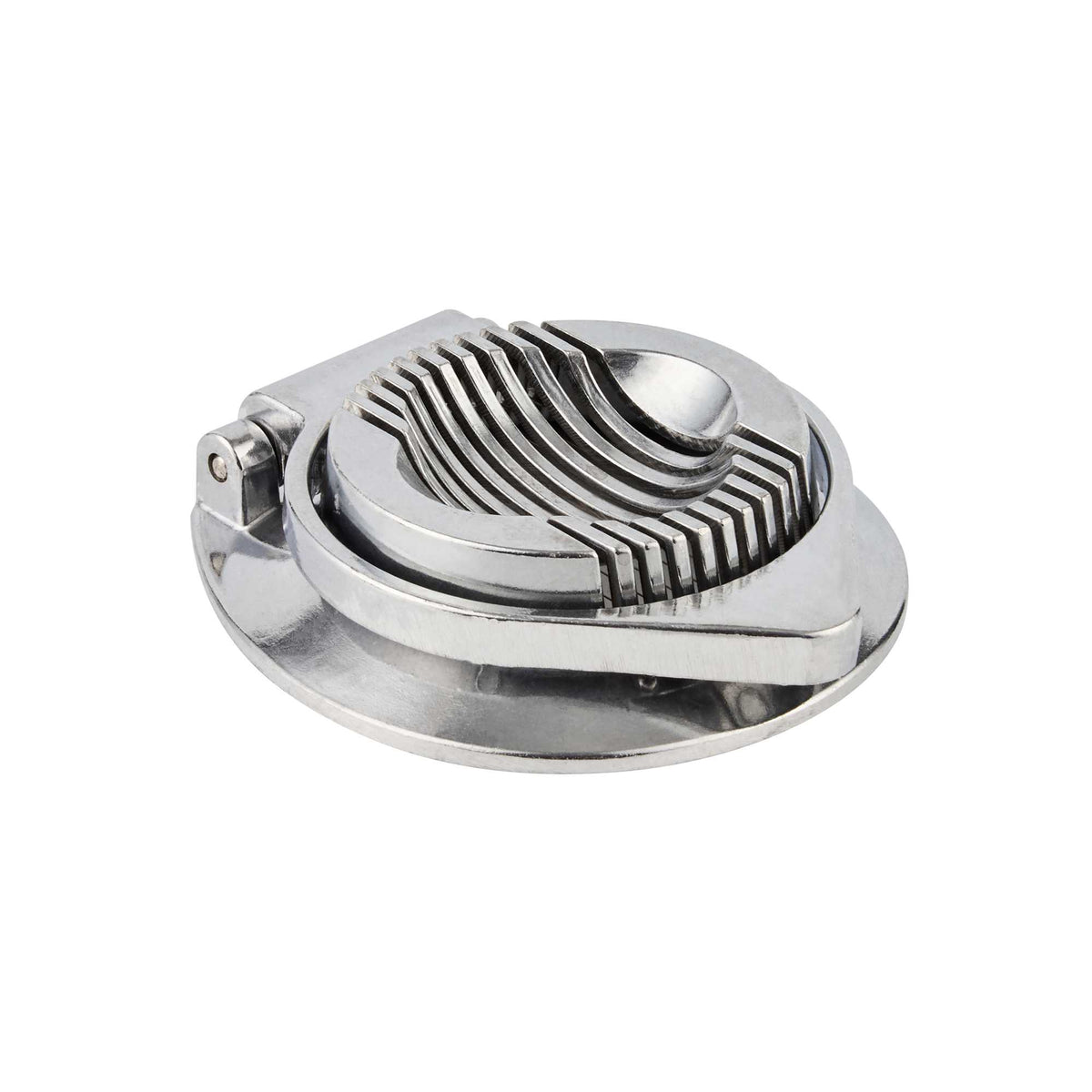 Met Lux Round Aluminum Hinged Two-Way Egg Slicer - with Stainless Steel Wires - 4 3/4" x 4" x 1 1/4" - 1 count box