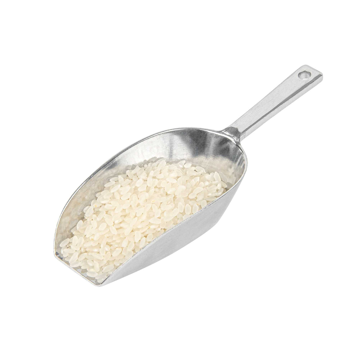 Met Lux 4 oz One-Piece Aluminum Scoop - Flat Bottom - 6 1/4" x 2 1/4" x 1 1/4" - 1 count box