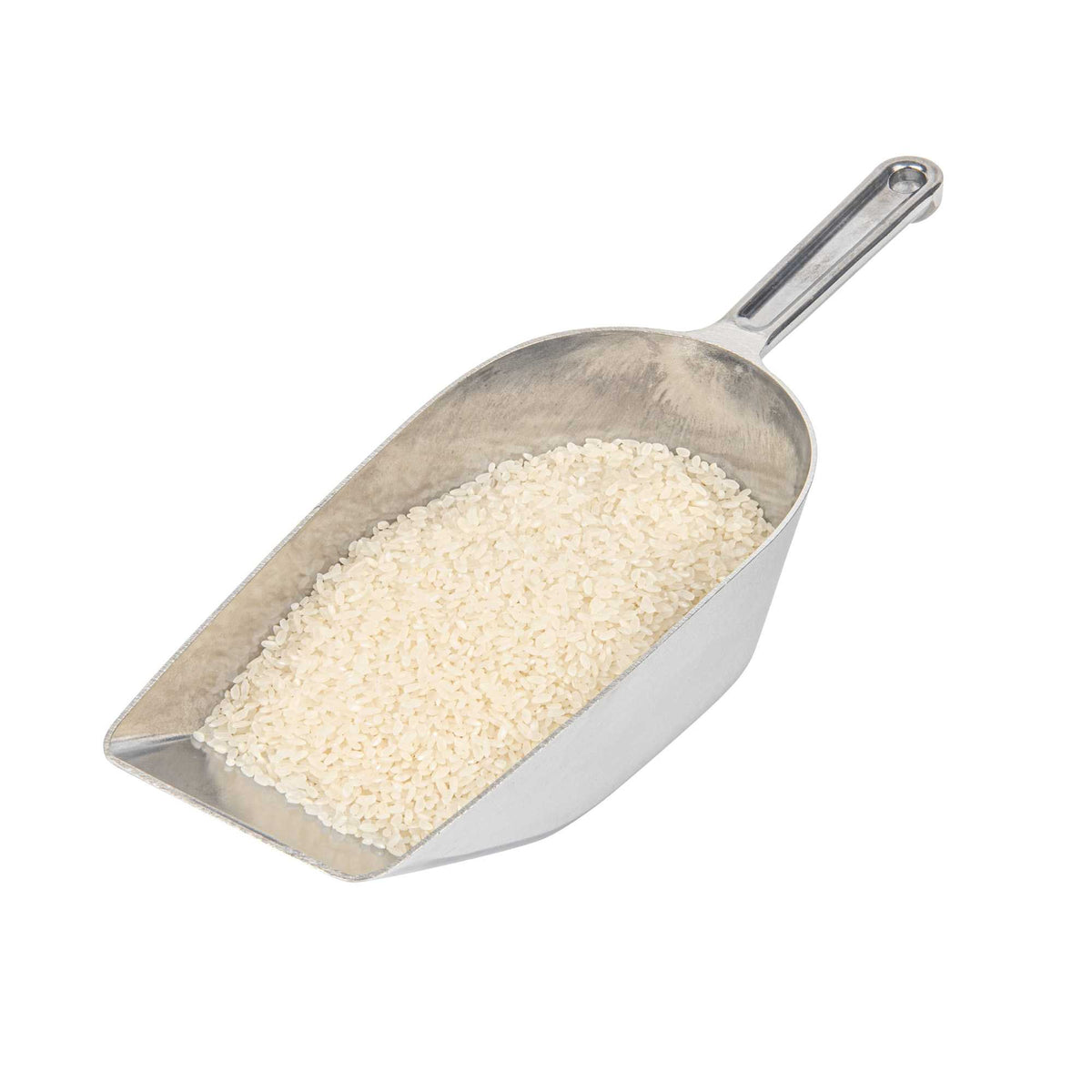 Met Lux 35 oz One-Piece Aluminum Scoop - Flat Bottom - 13 1/2" x 4 3/4" x 2 3/4" - 1 count box