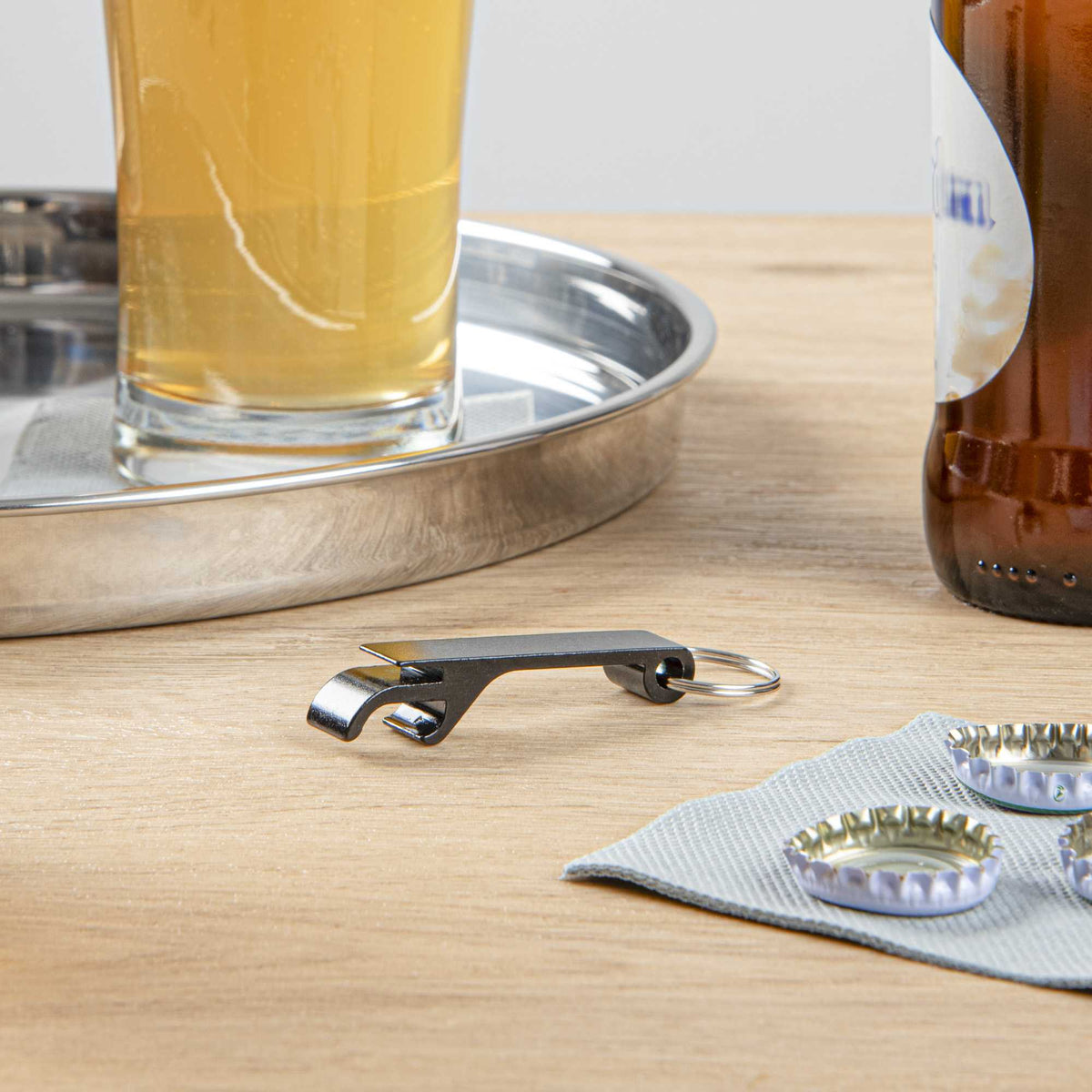 Chef 101 Black Aluminum Bottle Opener - with 1" Key Ring - 2 1/2" - 6 count box