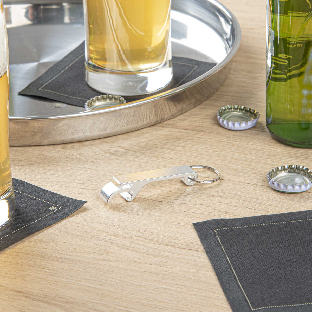 Chef 101 Silver Aluminum Bottle Opener - with 1" Key Ring - 2 1/2" - 6 count box